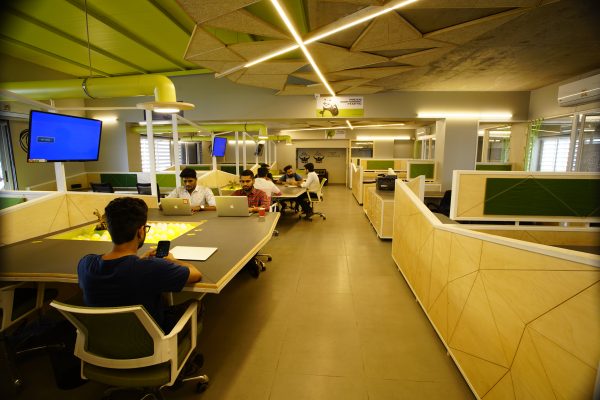 Students and founders working in Ikoverk shared work zone